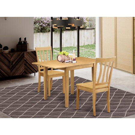 East West Furniture 3 Piece Norden Modern Dining Table Set - Oak NDAN3-OAK-W